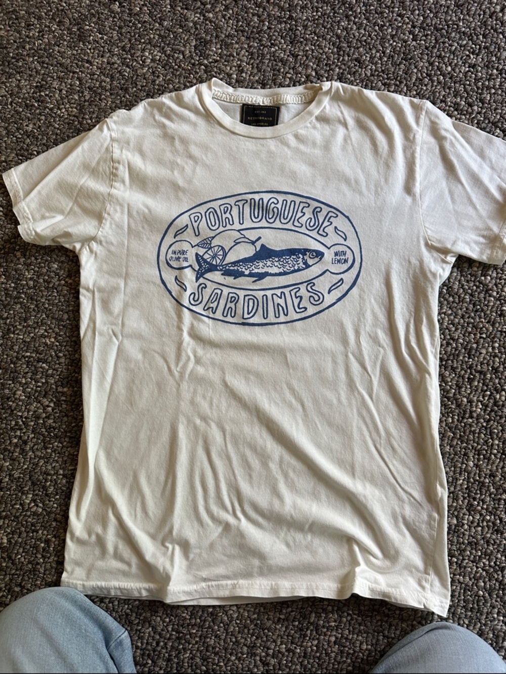RetrobrandPortuguese Sardines Graphic White Short Sleeve Tee Sundance Catalog XS